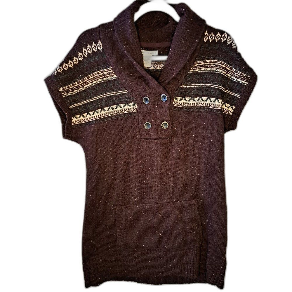 Ruff Hewn Brown Short Sleeve Sweater Size Small